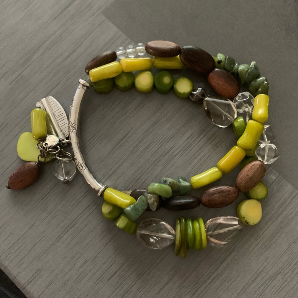 Silpada Green and Brown Beaded Bracelet